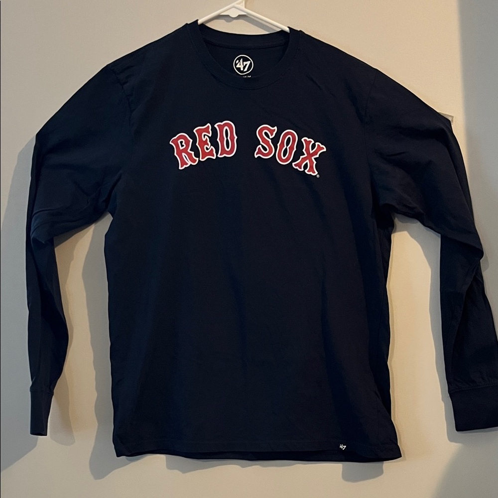 47 Brand Navy Boston Red Sox Long Sleeve Tee with front and back logos